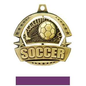   Soccer Medals M 720S GOLD MEDAL/PURPLE RIBBON 2.25: Sports & Outdoors