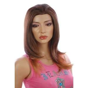 Longer Length Straight Lace Front Wig  Brunette and Caramel Two Tone 