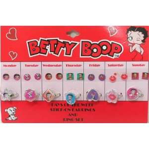  7 Dats Betty Boop Rings & Earrings set (for kids) : 14 pcs 