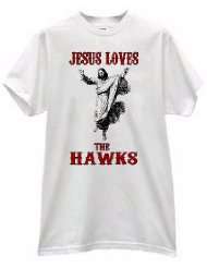 JESUS CHRIST LOVES HEARTS THE HAWKS BASKETBALL PRIDE FAN WHITE T SHIRT 
