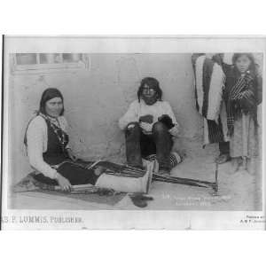  Pueblo Woman Weaving Belt,old man and child watching