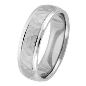  7.0 Millimeters Wedding Band Ring with Texture Hammered 