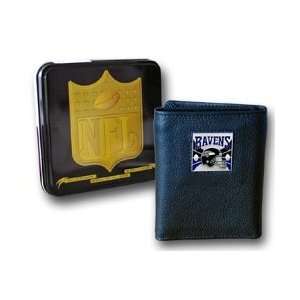  Baltimore Ravens NFL Trifold Wallet in a Tin: Sports 
