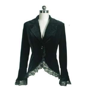  Plus Size Gothic Black Velvet Corset and Lace Jacket Size 