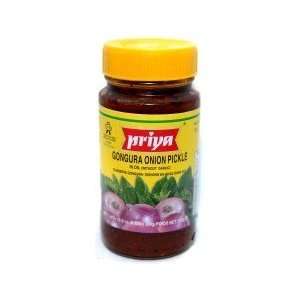 Priya Gongura Onion Pickle in Oil (With Garlic)   10.6oz  
