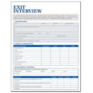  Exit Interview Forms   Min Quantity of 50