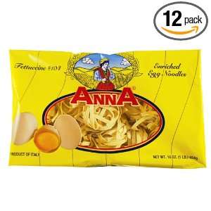 Anna Egg Fettuccine Nests #104, 1 Pound Bags (Pack of 12):  