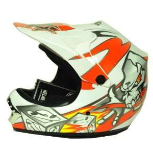   Bike Skull MX Helmet, Orange, L (54 55 CM,21.3/21.7 Inch) Automotive