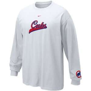  Nike Chicago Cubs White Slider Long Sleeve T shirt: Sports 