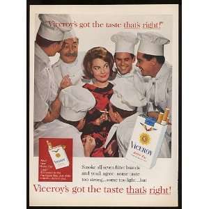   1962 Viceroy Cigarette Chefs Print Ad (10605)