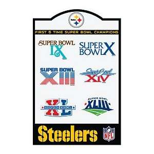  Pittsburgh Steelers Six Time Champs Metal Sign: Sports 