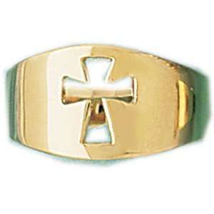  14kt Yellow Gold Cross Dome Ring: Jewelry
