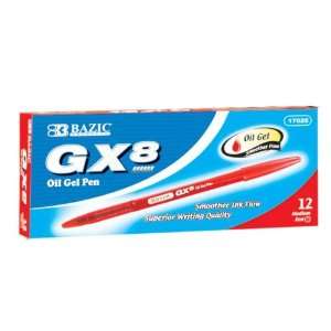   : BAZIC GX 8 Red Oil Gel Ink Pen, 12/Box (17025 12P): Office Products