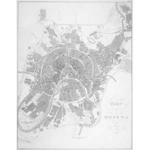  Historical Map of Moscow, 1808, Antique Map Wall Art