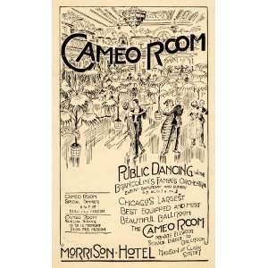 1919 Ad Cameo Room Morrison Hotel Dancing Orchestra   Original Print 