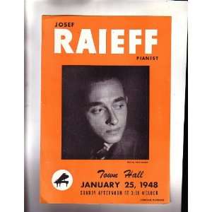    Josef Raieff Pianist  Handbill NYC Town Hall 1948 