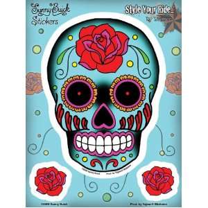   Sunny Buick   Rose Sugar Skull   Set of 3 Stickers / Decas: Automotive