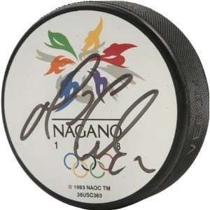  Mario Lemieux 1998 Nagano Olympics Logo Autographed Hockey 