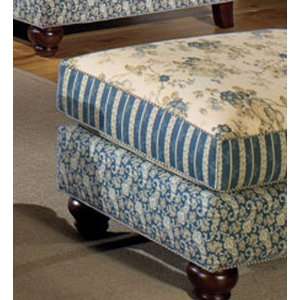  Carolines Cottage Country Blue Ottoman: Home & Kitchen