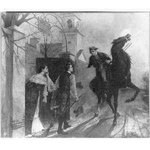  Paul Reveres Ride,c1910,Horseback,Woman,Man,night