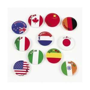    FLAGS AROUND THE WORLD MINI BUTTONS (4 DOZEN)   BULK Toys & Games