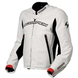  Scorpion Assailant Leather Motorcycle Jacket White LG 