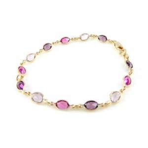    Gold plated bracelet Gouttes De Fées pink / purple.: Jewelry