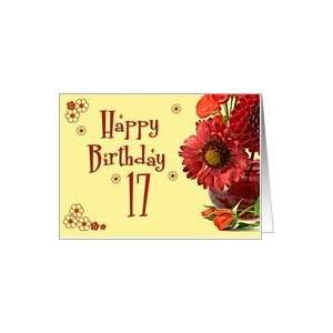   : Red flowers in a red vase card for a 17 year old Card: Toys & Games