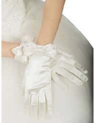 Artwedding Satin Wrist Wedding Gloves with Sequined Bowknot/Ivory/One 