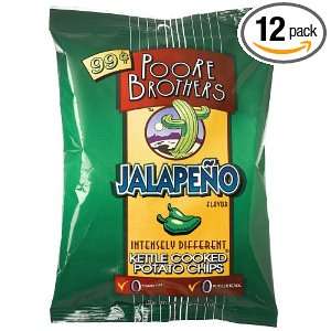 Poore Brothers Jalapeno Kettle Chips, 2.5 Ounce Units (Pack of 12 