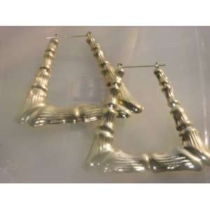 14k Gold GP Triangle Bamboo DoorKnocker earrings 2 1/2 