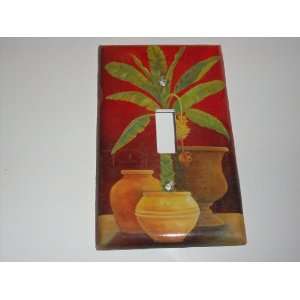   Style Palm and Vases Painted Scene Light Switch Cover 