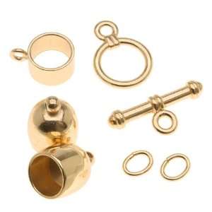 BeadSmith Gold Plated Bullet Findings Kit For Kumihimo Braids   Fits 