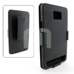 Black Impact Rubberized Hard Shell Case w/ Holster + Kickstand for 