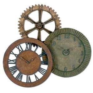 Uttermost 35 Inch Rusty Gears Clock Wall Mounted Combination Of Red 