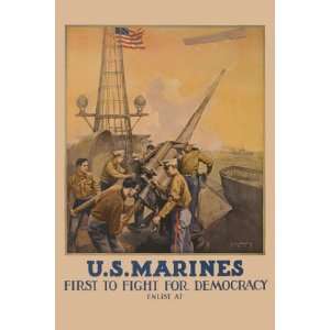  U.S. Marines   First to Fight for Democracy 24X36 Giclee 