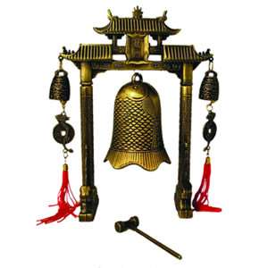 LUCKY CARP KOI BELL GONG chime pagan fortune  