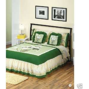  Alcatraz Green Bedspread Bedding Sheets Set Twin 5 Pcs 