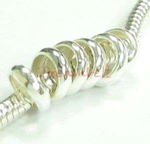 10 STERLING SILVER Bubble Jump Ring European Bead charm  