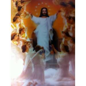 3D Effect Print Paint Plastic Picture   Jesus (Size 13 X 9.5)