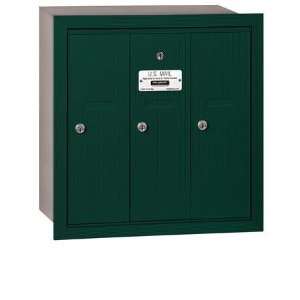  Vertical Mailbox   3 Doors   Green   Recessed Mounted 