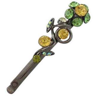 Austrian Crystal Hair Clip Jewelry Green & Yellow NEW  