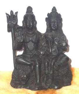 Hindu idol Shiva & Parvati Wooden Statue 4  