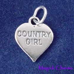 Sterling Silver COUNTRY GIRL Heart Charm  