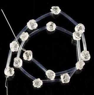 0094 8x6mm carved white quartz flower loose beads 16  
