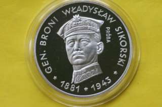 Wladyslaw Sikorski Silver PROOF 100 zlotych PROBA coin only 5,020 