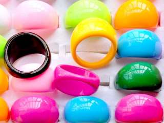 50pcs wholesale jewelry mixed lots Lucite resin rings jelly jewellery 