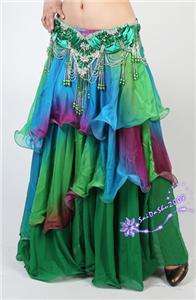 GD belly dance costume skirt grandient 3 layers 12clrs  