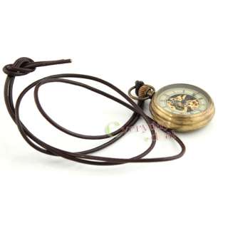 Vintage Pure Copper Steampunk Gold Mechanical Transparent Pocket Watch 