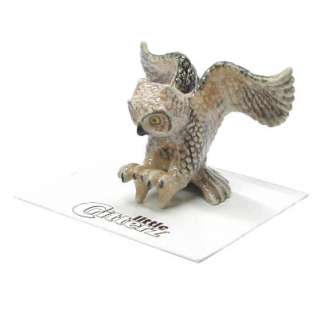 Little Critterz Bubo Horned Owl Bird Miniature Porcelain Figurine Wee 